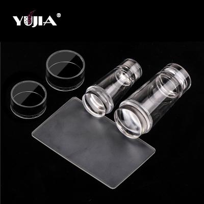 China Nail Art Stamper or Hot Sale Jelly Clear Silicone Transparent Nail Art Stamper With Plastic Scraper French Factory Double Nail for sale