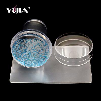 China Nail Art Stamping or Stencil Polish DIY Nail Art Stamper 3.8cm Clear Jelly Silicone Head Flat French Plastic Scraper Stamping Tools for sale