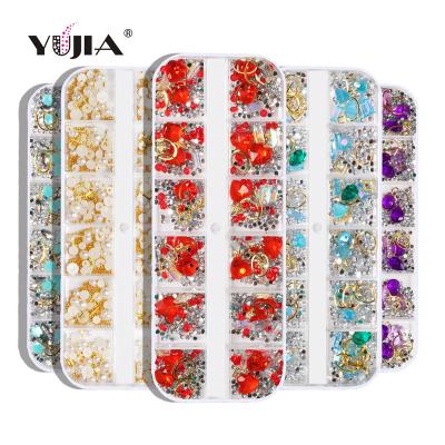 China Nail Art DIY YUJIA 6 Designs ZSP Series Different Crystal Rhinestone Oval Shape Large Rhinestone Nail Art Mixed Metal Alloy Decoration For Nail for sale