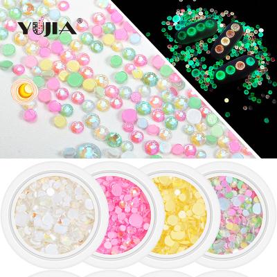 China DIY YUJIA 350pcs 8colors 3D DIY Nail Art Glow in the Dark Nail Art Crystal Rhinestone for Nail Decoration for sale