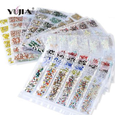 China Nail Art DIY YUJIA 20colors Flat Back Glass Art Crystal Rhinestone Mixed 6 Size SS4-SS16 for sale