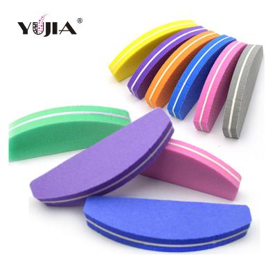 China For Nail Care YUJIA Half Moon Mini Colored Sponge Nail File Nail File Buffer Manicure Tool For Nail Salon Tools for sale