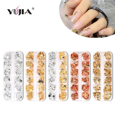 China New Nail Art DIY Nails Long Gold Silver Gold Foil Foil Paper Four-color Aluminum Foil Paper Jewelry Gold Foil Fragments Japanese Grid Paper 12 for sale