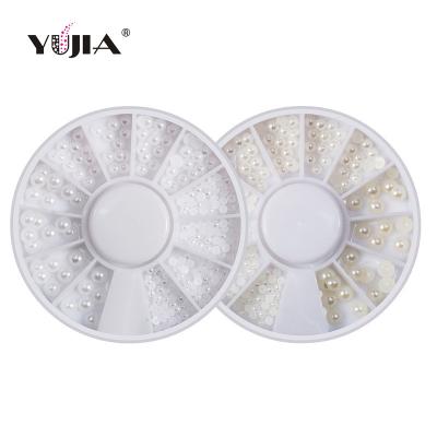 China White Semicircular Disc 3mm Rice Nail Art DIY Decoration 2mm Pearl 12 Pearl Grid Hub Ornaments 2 Colors for sale