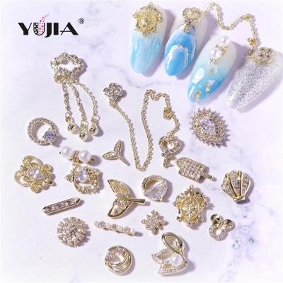 China Nail Art DIY Nail Zircon Jewelry Net Red Color Preserving Luxury Gold Plating Diamond Nail Alloy Rhinestone Zircon for sale