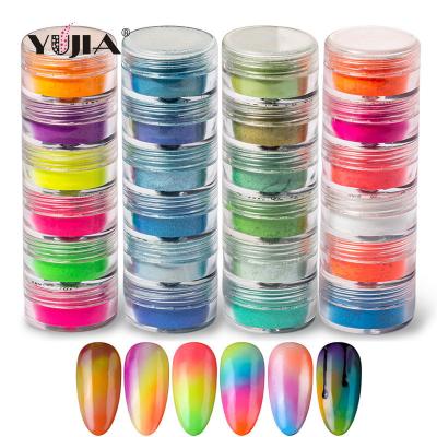 China Nail Art DIY New 6 Colors / Set High Gloss Candy Fluorescent Shading Powder For Nail Art Decoration for sale