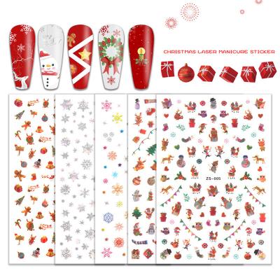 China 16 Holo Laser 3D Nail Art Christmas Sticker Christmas Nail Sticker Holo Designs Nail Art DIY Hot Selling Wholesale for sale