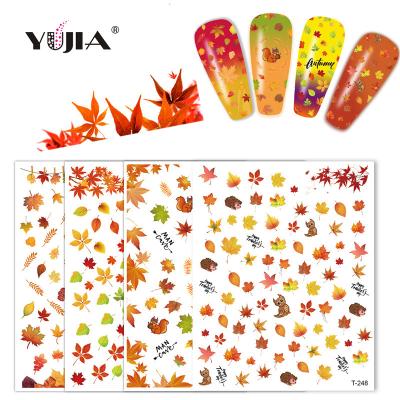 China Nail Art DIY 2D New Arrival 2020 Autumn Maple Leaf Design Nail Art Sticker for sale