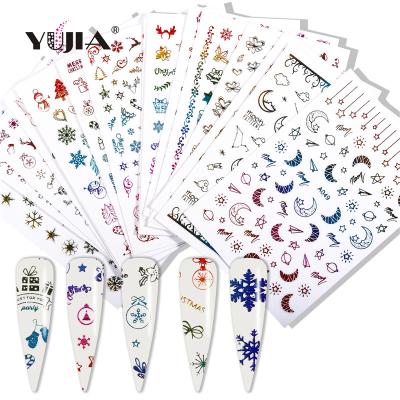 China Wholesale Christmas Nail Sticker Set 16pcs/set DIY Nail Art Christmas Nail Design 3d Nail Art Sticker for sale