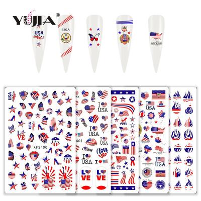 China Cheap Sale Fashion 8designs Factory Sickest Nail Art DIY Nail Art By Set America National Flag Nail Art Sticker for sale