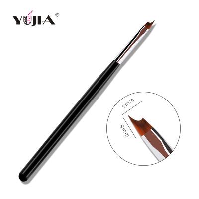 China Wholesale Black Wood Handle Nylon Hair Quality Half Moon Nail Art French French Brush for sale