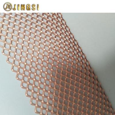 China Easy Installation Diamond Shape Small Hole Decorative Copper Expanded Metal Mesh for sale