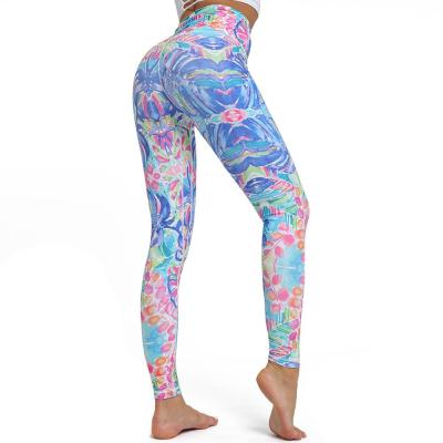 China Anti-Static Custom Logo Printed High Waist Yoga Pants Women Gym Fitness Workout Yoga Gaiters Colorful for sale