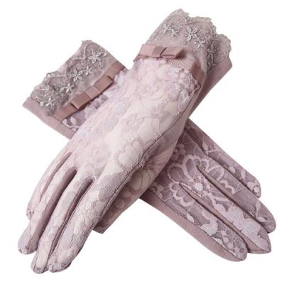 China Selling simple summer CLIMATE elegant romantic ladies lace up gloves short red white wrist length women accessories 1 pair gloves for sale