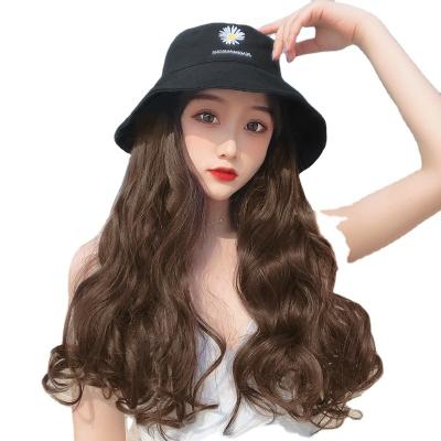 China Children's Korean version of the image CLIMATE fisherman's hat fisherman's long Hat Hair Wig curly hair wave summer women's fashionable big for sale