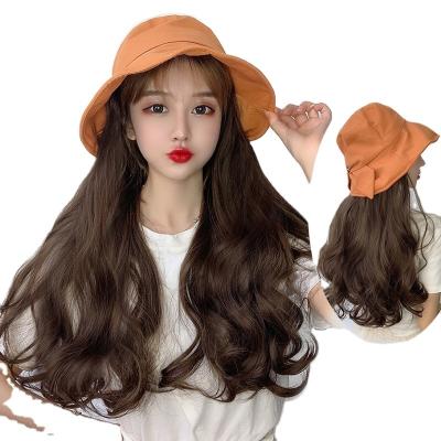 China Image CLIMATE Fisherman's Wig Hat Integrated Fashion Women's Summer Long Curly Hair With Cap Fisherman Hat Hair for sale