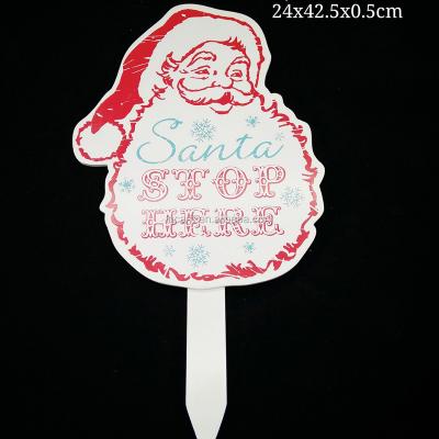 China Santa's Stop Here Sign, Wooden Christmas Stake LX for sale