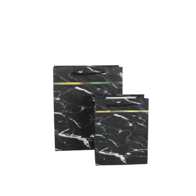 China KAIBO OEM Recyclable Paper Bag Marbling Black Hot Stamping Recyclable Gold And Gold Jewelery Cosmetic Bag Marble Gift Bag for sale