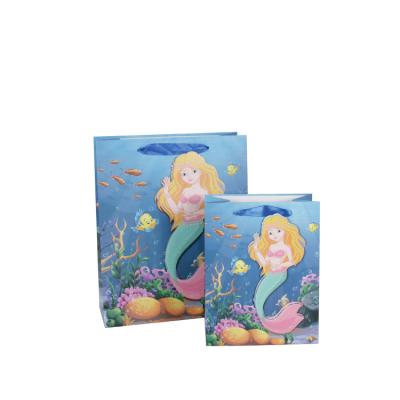 China Wholesale Recyclable Good Quality Mermaid 3D Printing KAIBO Cookie Candy Birthday Gift Cute Shopping Paper Bag for sale