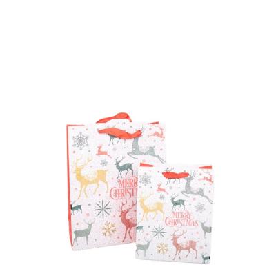 China Cheap Handmade Price Manufacturer KAIBO Luxury Snow With Glitter Printing Custom Paper Christmas Gift Bags for sale