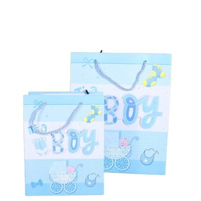 China Manufacturer Handmade Glitter 3D Pattern Gift Bags Lace Shopping Bags Girl Boy Blue Birthday Party Bags for sale