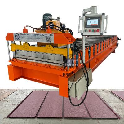 China T10 C10 Trapezoidal roofing sheet roll forming machine in Kyrgyzstan metal roof roll forming machine metal roof machine for sale