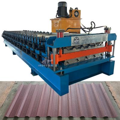 China 5 rib and 6 rib trapezoidal sheet double layer roll forming machine in Hungary for sale