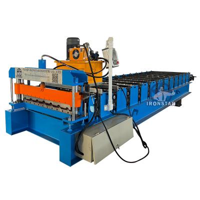 China 7 rib trapezoidal roofing sheet roll forming machine metal roof machine metal roof roll forming machine pbu panel roll forming machine for sale