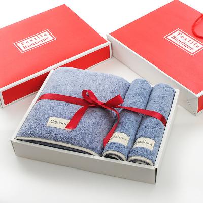 China Blue High Absorption QUICK DRY Bath Towel Sets Custom Towel 100 Cotton for sale