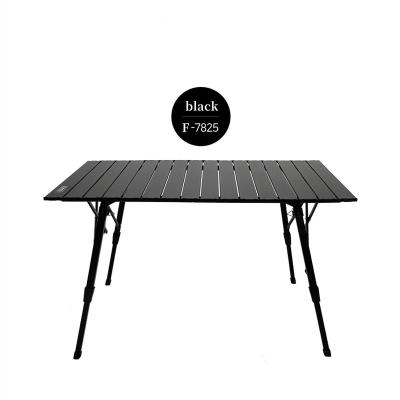 China New Small Storage Volume Camping Folding Picnic Table And Chairs Portable Black Even Height Adjustable Camping Light Aluminum Folding Table for sale