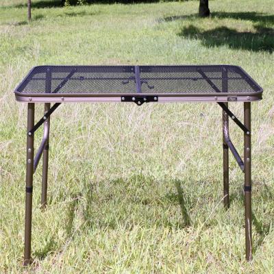 China Modern Lightweight Custom Camping Table 2 Folding Folding Portable Iron Steel Height Adjustable Net Compact Table for sale