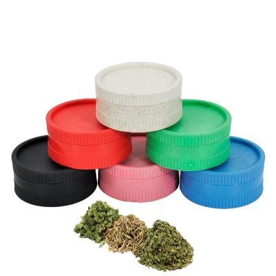 China Free Sample Plastic Manual Tobacco Dry Herb Grinder Grinding Smoking Accessories 2 Layer Fiber Biodegradable Material for sale