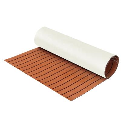 China EVA Deck Mat Brown Decking Sheet Yacht 600x2400x5mm EVA Foam Faux Teak Boat Flooring Anti Skid Mat Self Adhesive Vehicle Pad for sale