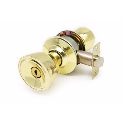 China Cylindrical round antique brass door knob door lock antique brass safe entry lock for sale