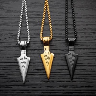 China Fashion Jewelry Vintage Reteo Hiphop Style Punk Arrowhead Trendy Stainless Steel Pendant For Men for sale