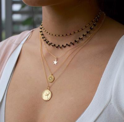 China Hot Selling Custom Evil Eye Necklace Stainless Steel Zircon Charm Chains 18K Gold Evil Eye Initial Necklace for sale