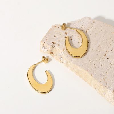 China FASHIONABLE Special Crescent Shape Simple Ins Style Women Jewelry 14K Gold Plated Stainless Steel Stud Earring for sale