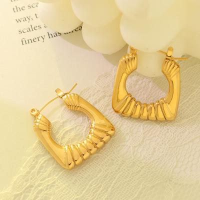 China Fashion TRENDY Popular Simple Women Jewelry U Knot Shape 18K Gold Plated Stainless Steel Hoop Earring for sale