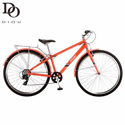 China Street Lady Bike W/Carrier Aluminum Alloy Frame 700c 7 Speed ​​V Brake City Bicycle for sale