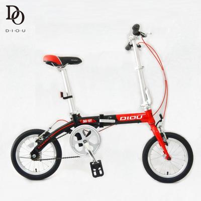 China Mini Aluminum Steel Alloy 14 Inch Speed ​​DIOU Design V Brake Folding Bike Lightweight Single Child Bicycle for sale