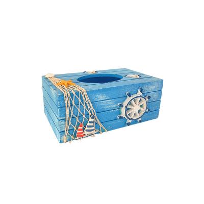 China Luxury Funny Wooden Nautical Craft Decorative Tissue Box for sale