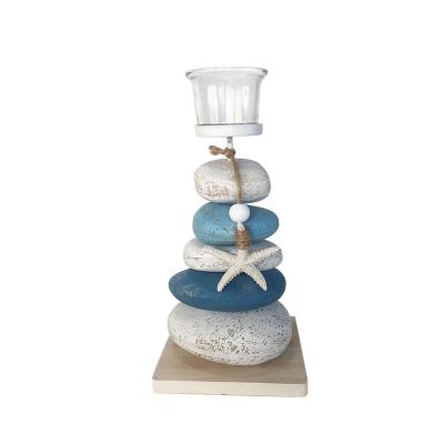 China Luxury Nautical Stand Candle Holder With Wooden Base for sale