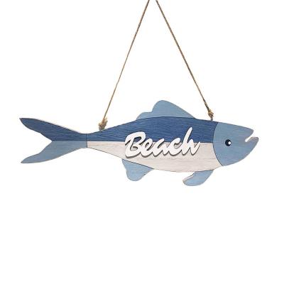 China Hotel Luxury Wooden Blue House Fish Swordfish Sardines Hanging Decoration for sale