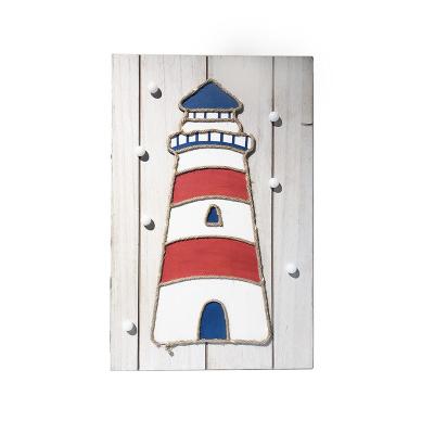 China Luxury Nautical Battery Power LED Wooden Anchor Lighthouse Hanging Ornament Decoration for sale