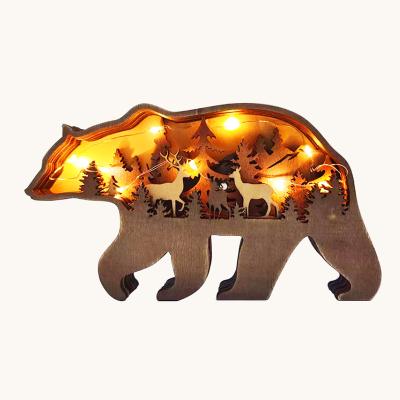 China Luxury Wooden Bear LED Light Table Decor for sale