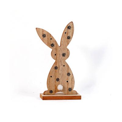 China Wholesale Wooden Multi Craft Easter Home Decor Gifts Bunny Table Top Ornaments Indoor Cartoon Color for sale