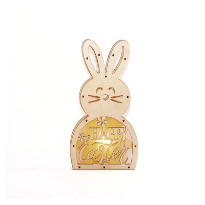 China Hot Selling Luxury Wooden Light Box Custom 3D Cartoon Rabbit Easter Night Lamp Decor Supplies for sale