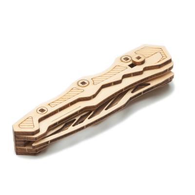 China Butterfly Wooden Adult Shooting Gift Children's Toy Jigsaw Puzzle 3D Model Saber Assembly Folding Knife for sale