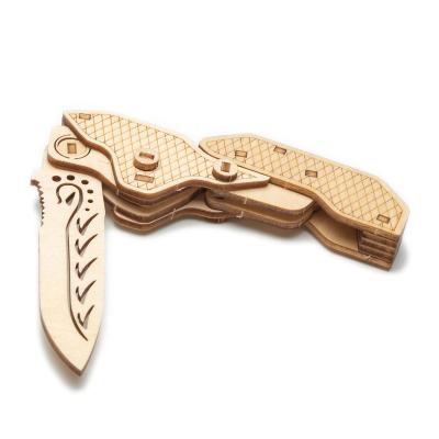 China DIY Children's Wooden Game Wooden Military Knife Assembled 3d Puzzle Cutting for sale