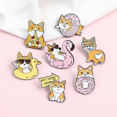 China Europe Cartoon Metal Badge Cute Little Milk Dog lapel pins for sale